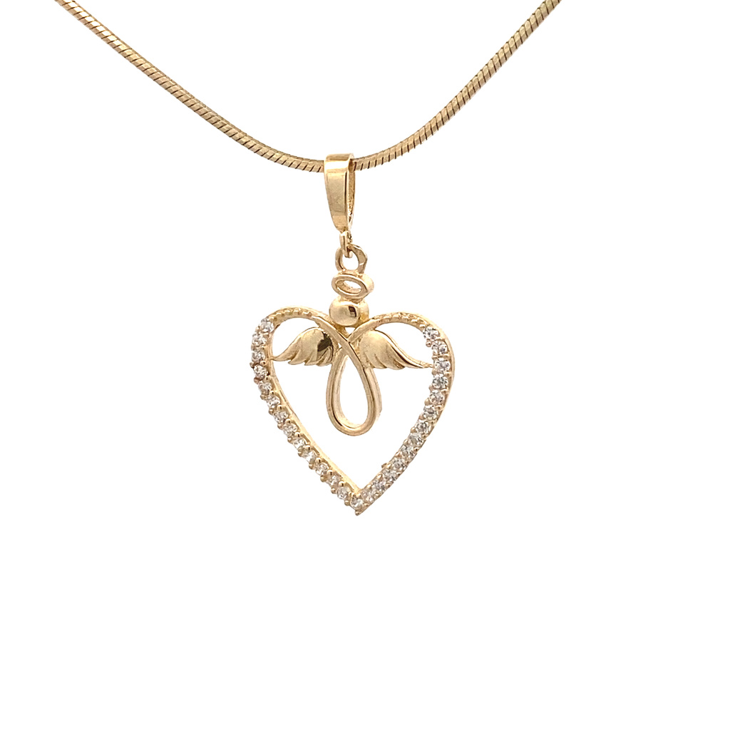 Žluté zlato přívěsek ANDĚL SRDCE